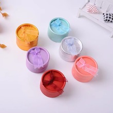 小圆形蝴蝶结礼盒戒指耳钉盒银发夹胸针饰品包装盒银饰盒工厂批发