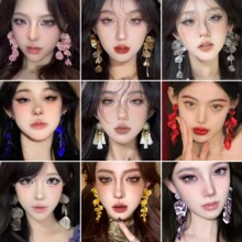 玫瑰花瓣银针耳环夸张时尚长款流苏耳坠女高级感网红气质百搭耳饰