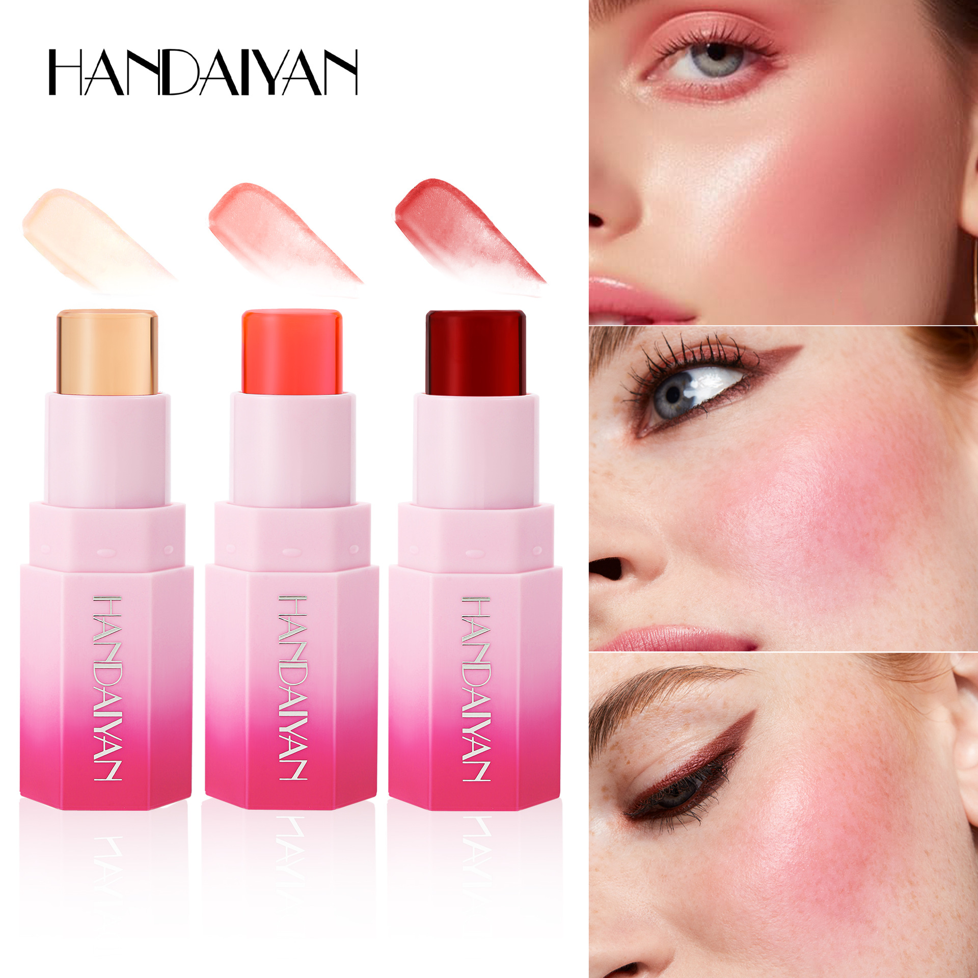 Cross-border Jelly Blush Stick Handaiyan Blush Solid High-gloss Multi-purpose Blush Tempering Mat Blush