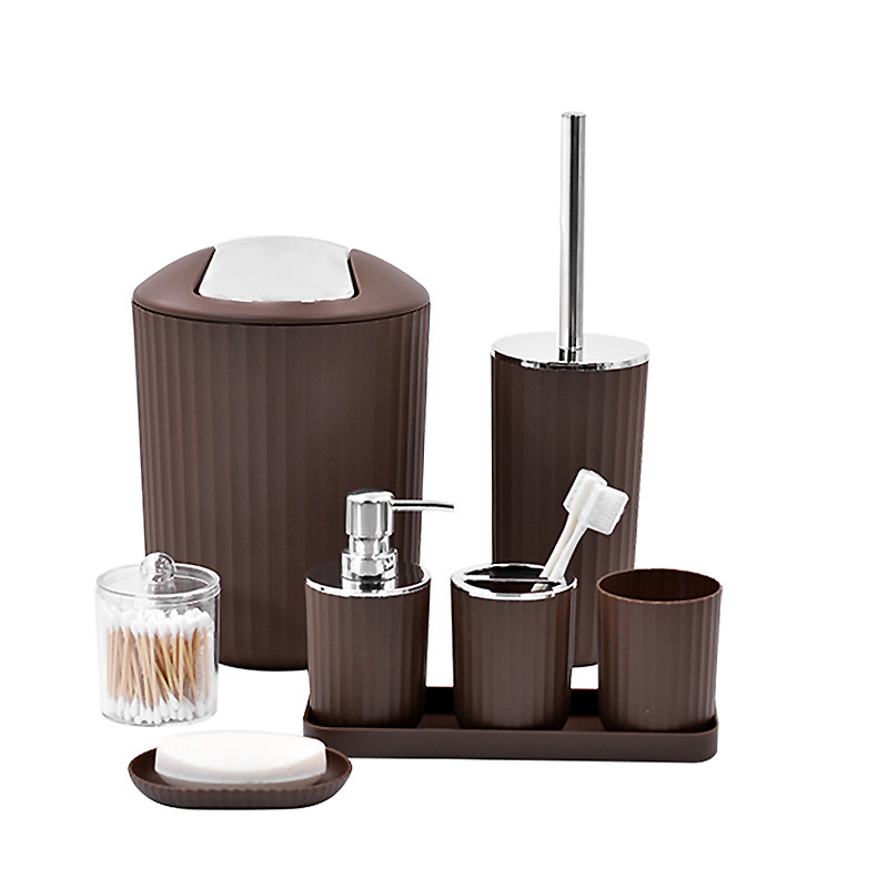 Bathroomset Hotel mesa de lavado suministros combinación traje cepillo de dientes titular botella de líquido Kit de baño conjunto de ocho piezas