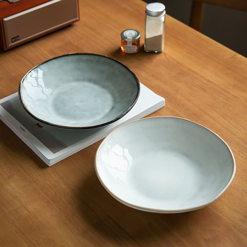 Tazón de cerámica de gran tamaño, tazón de platos irregulares, tazón de exposición individual, tazón retrógrado doméstico, tazón de fideos, tazón de sopa, cubiertos