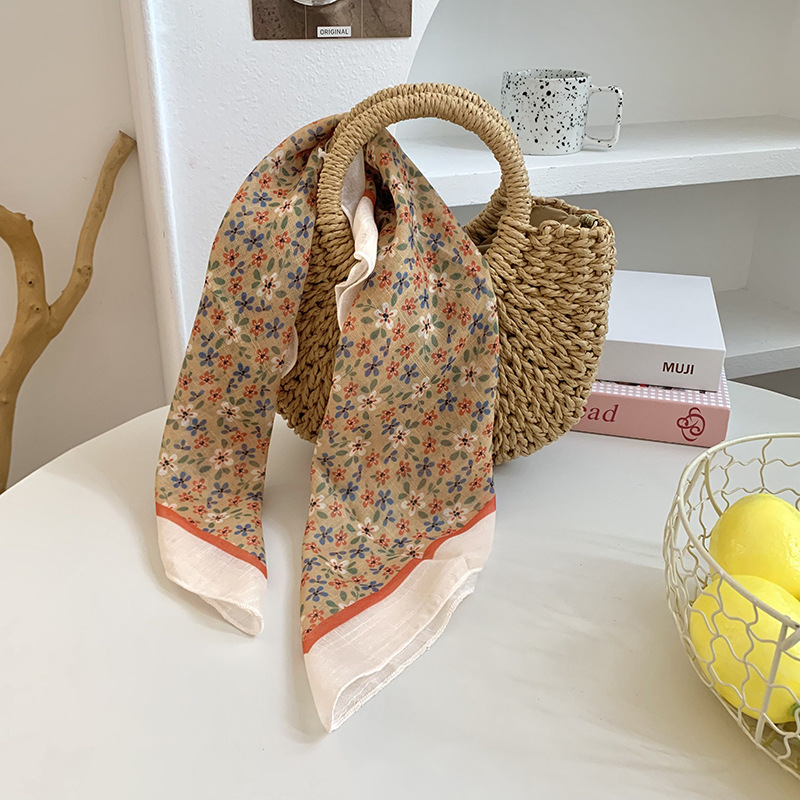 Cintas para el cabello, nueva impresión de letras coreanas, bufandas de seda, decoración profesional para mujeres, bufandas con bufandas cuadradas