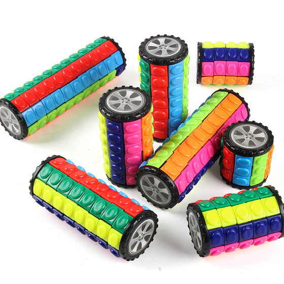 Cross-border Creative Intelligence Decompression Toy Three-dimensional Magic Tower Color Corn Rubik's Cube Three-, Four-and Five-step Cylindrical Rotating Rubik's Cube