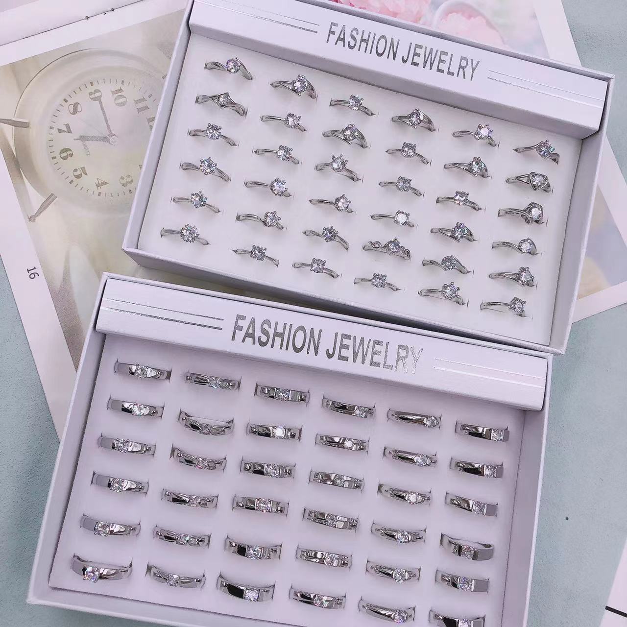 Men's and women's rings live size adjustable wedding engagement props zircon jewelry cross-border hot manufacturers supply