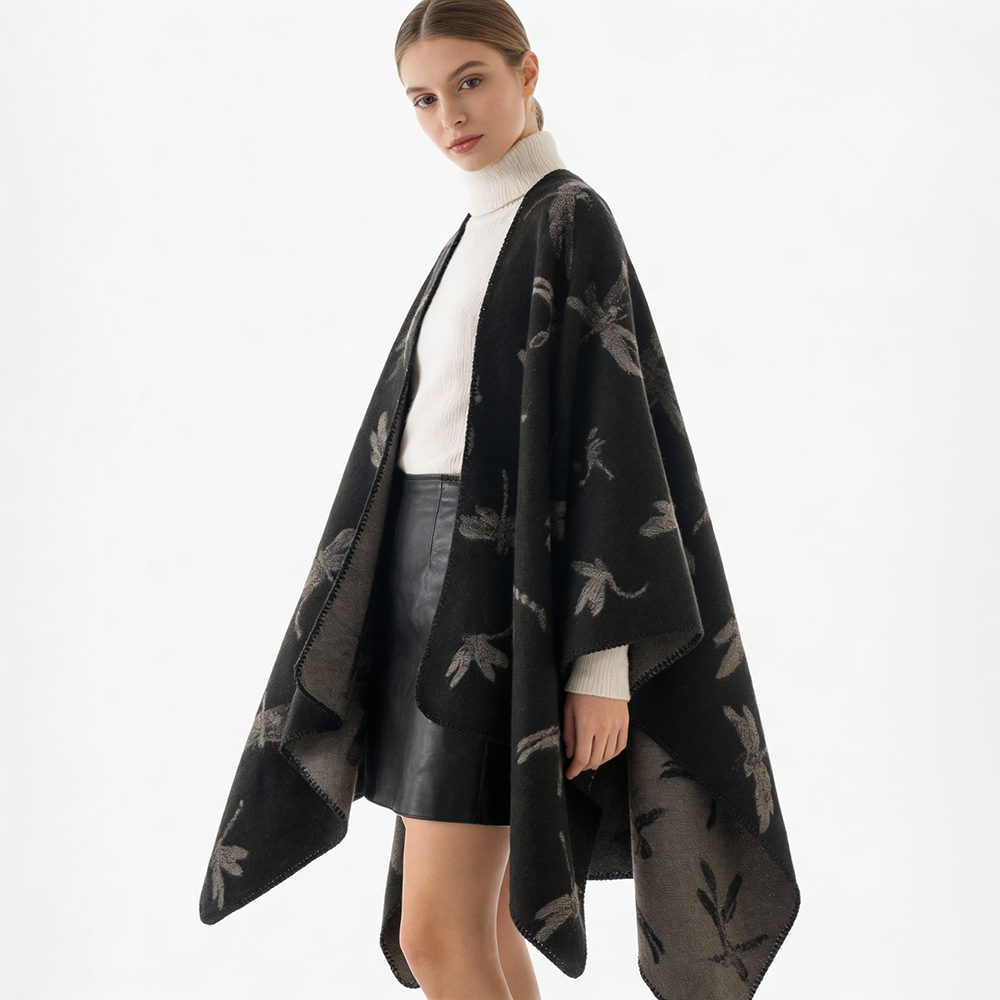 Alta sensación de otoño y invierno nuevo tipo de amplio chal de invierno femenino simple retro chal cálido venta al por mayor transfronteriza