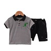 Polo for boys, children's set, fashionable cartoon dinosaur, 0-5 years, with short sleeve