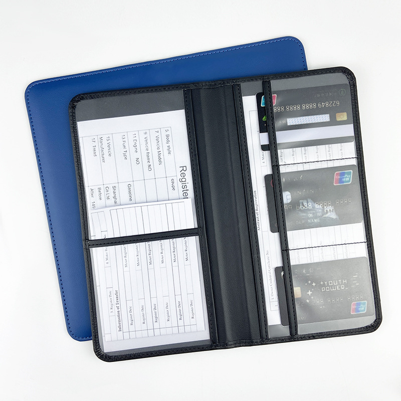 Transfronterizo temu licencia de conducir americana pu funda de cuero carpeta de registro de automóviles funda de archivo de información de seguro