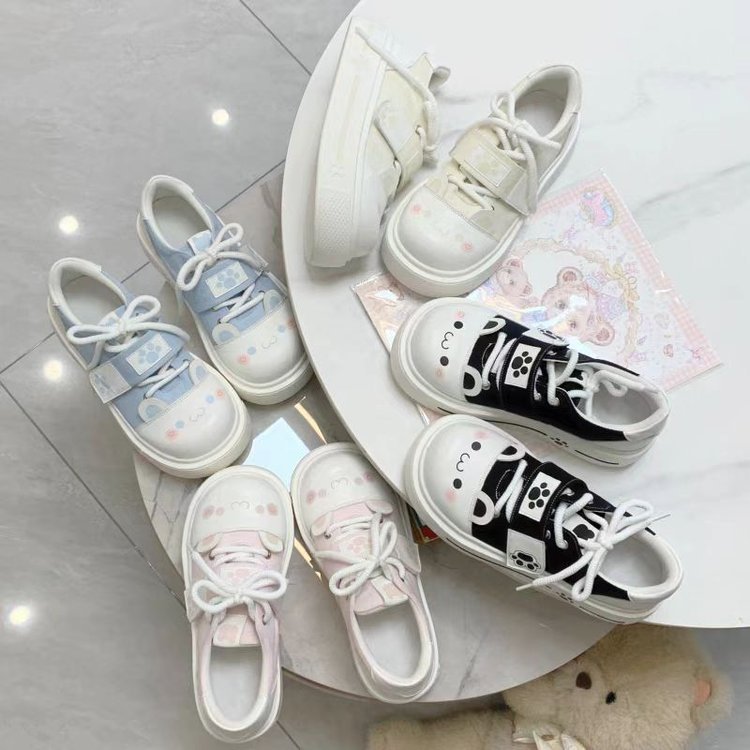 Milk Huhu House Lindas chicas suaves zapatos de lona suaves y lindos zapatos de lo suaves y cómodos zapatos de tabla lindos de plataforma pequeña zapatos casuales