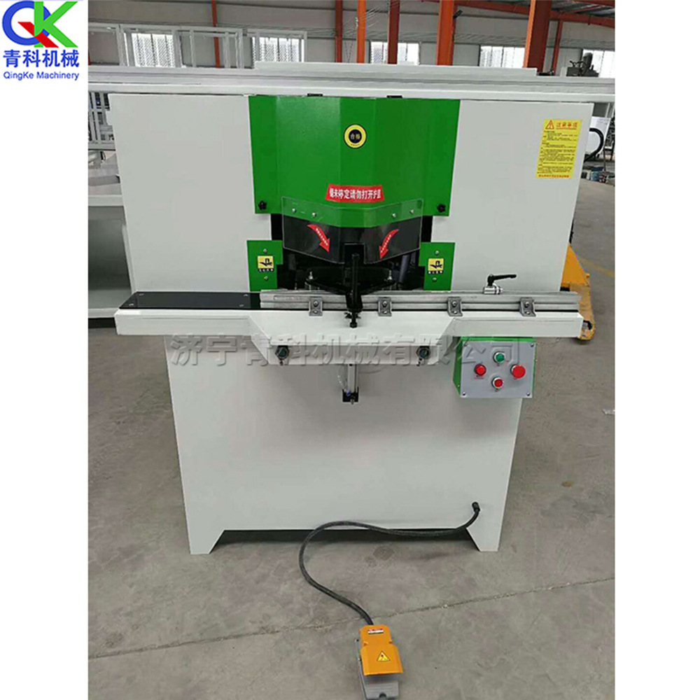 全自动双头锯切角机 集成吊顶相框切角设备 木工45度斜角加工机