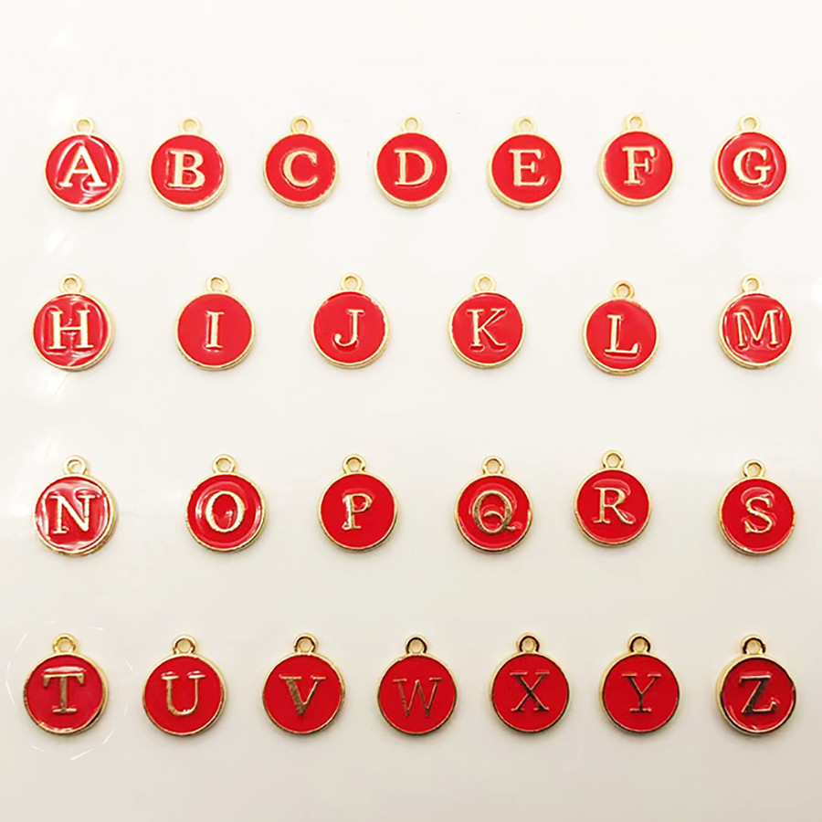 KC aleación de oro de doble cara goteo aceite 26 letras DIY multi-color traje joyería accesorios colgante collar accesorios al por mayor