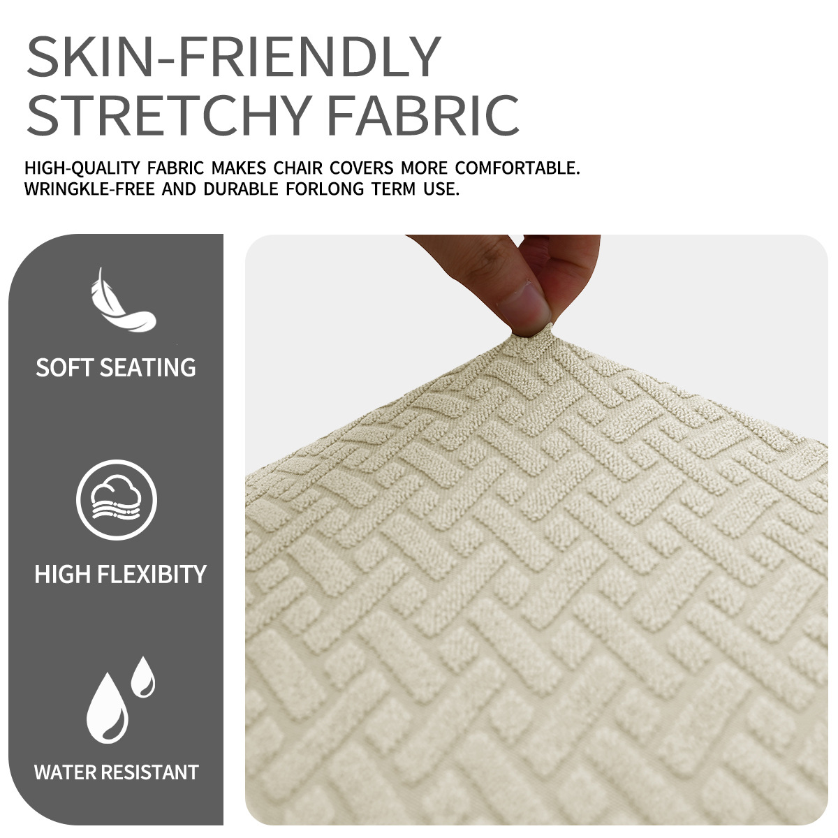 Jacquard transfronterizo elástico en forma de T estriado cubierta de silla impermeable a prueba de agarre gato cubierta de silla de comedor de hotel doméstico TEMU