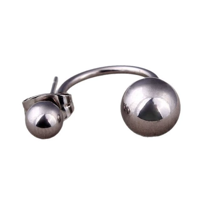Серьги-гвоздики из нержавеющей стали с шариками, корейский стиль, 8/5 мм, вакуумное напыление титаном