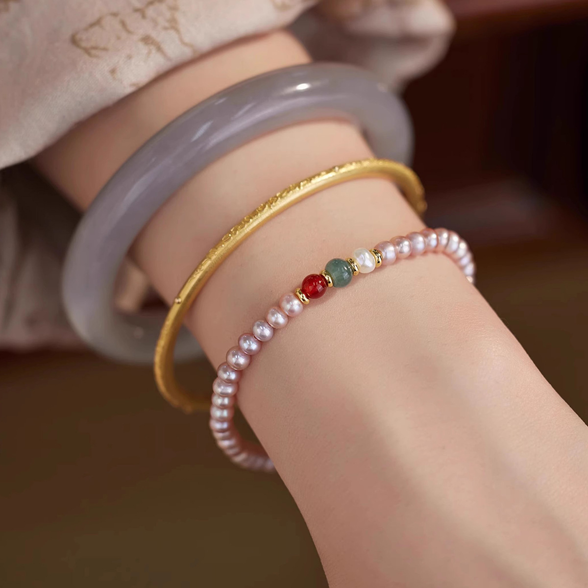 Alloy Natural Stone Freshwater Pearl Bracelets Retro Simple Style display picture 21
