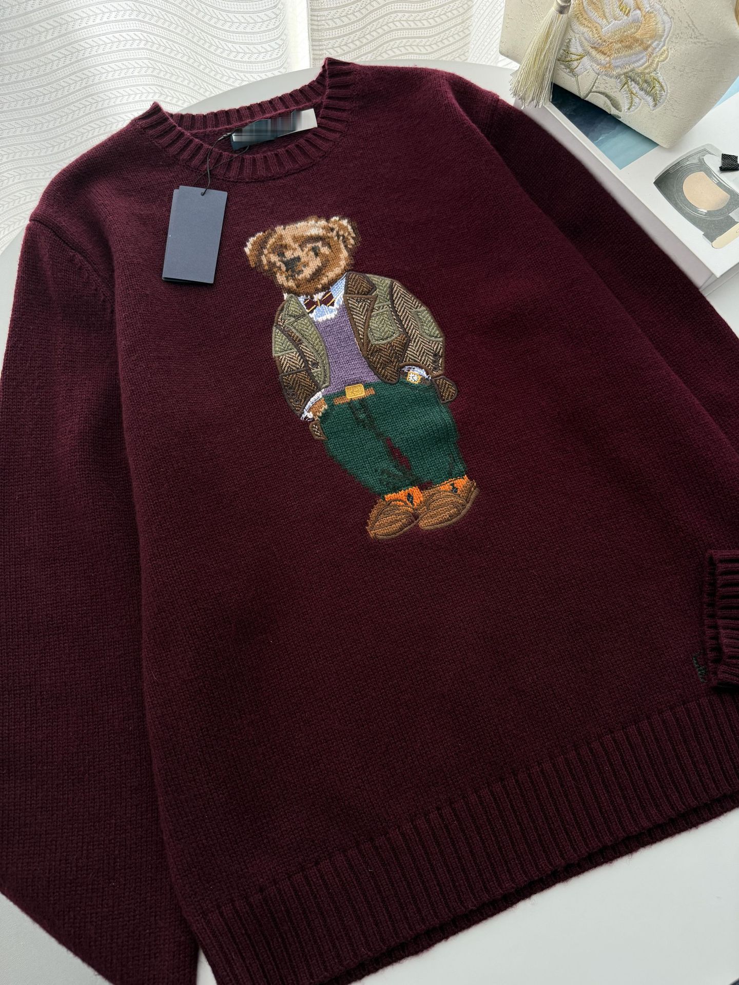 Woolen cartoon knitted sweater with a round collar for men and women