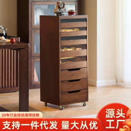 中古风实木牙科柜家用收纳斗柜边柜客厅茶具储物柜文玩首饰置物架