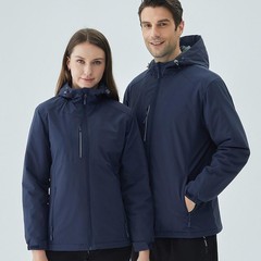Autumn/Winter New Arrival One-Piece Fleece Couple's Waterproof Windproof Warm Hooded Zipper Jacket for Outdoor Use