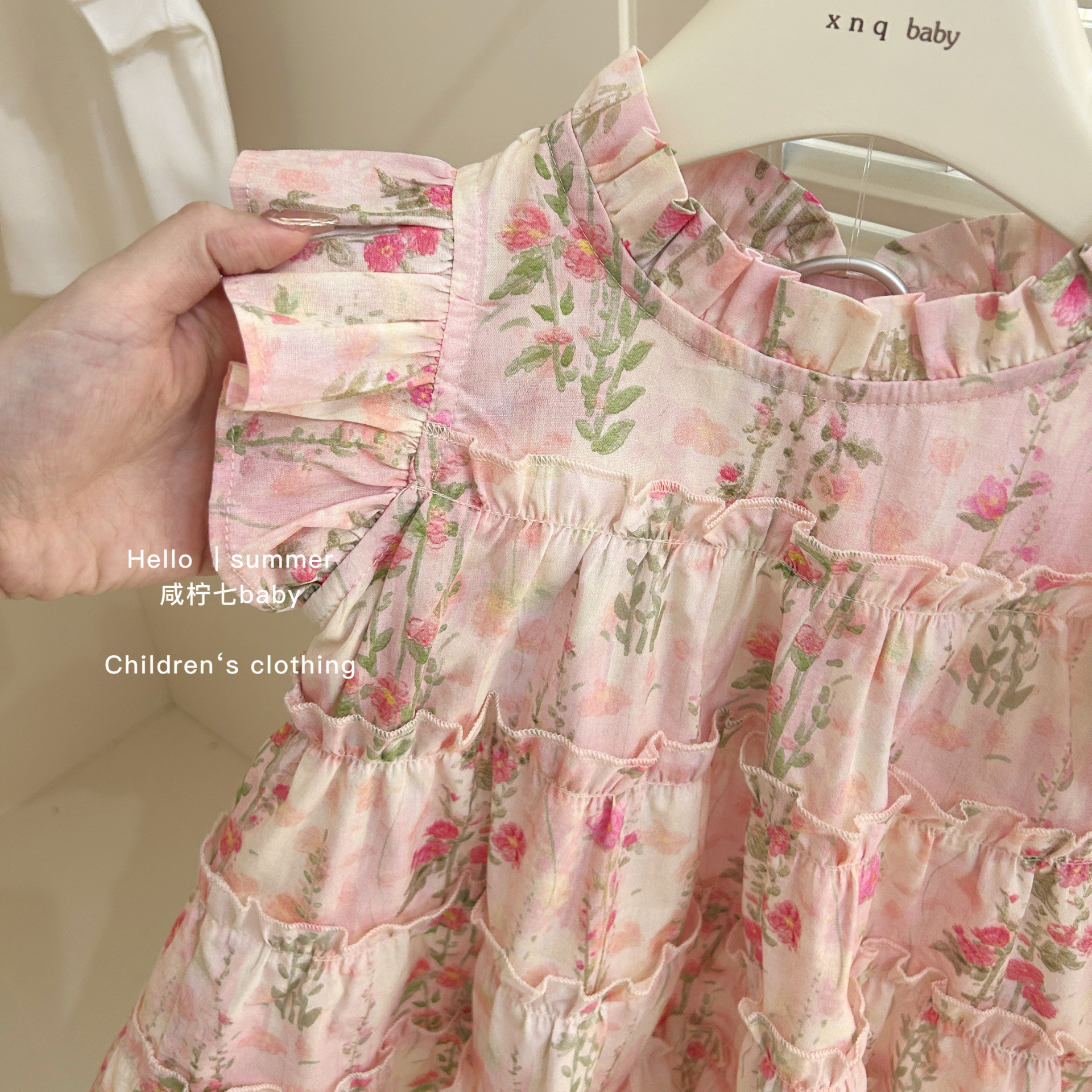 Vestido de verano para siete niñas con limón salado 2025 nuevo estilo coreano falda para niños estilo occidental vestido de princesa floral de verano marea