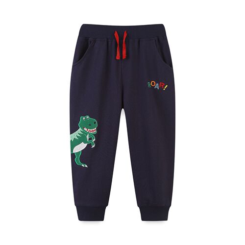  Autumn New Arrival: Boys' European & American-Style Sweatsuit Pants – Mid-to-Little Kids' Long Leggings with Dinosaur Embroidery