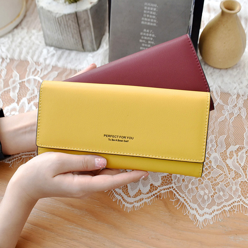 2022 Long Wallet Yellow Lucky Wallet Versatile Women's New Clutch Simple Fashion Wallet Women's Trendy