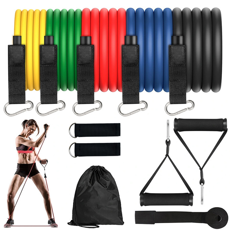 Amazon Venta caliente de 11 piezas de banda elástica multi-función de tensión ajustable cuerda fitness pecho expansor entrenamiento de fuerza