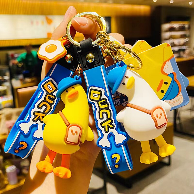 Cute cartoon curved neck Duck Key Chain pendant creative car key chain fashion couple pendant wholesale