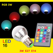 LED灯泡RGB球泡灯3W七彩遥控红外调光彩灯变色厂家现货热卖款