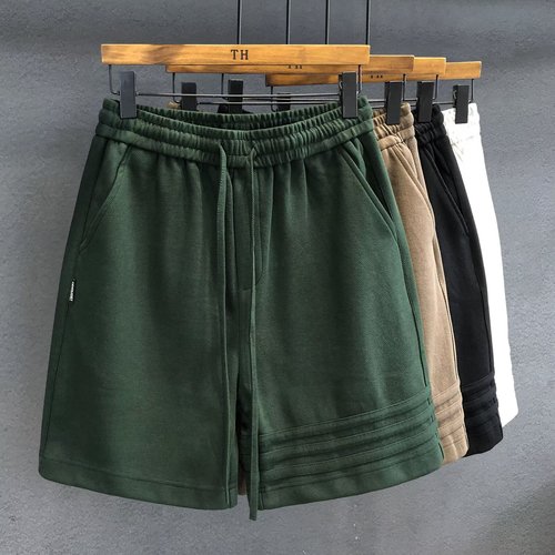 2025 Bar Design High-end Heavyweight Sporty Casual Shorts for Men Summer Loose Five-Finger Pants American Style Underpants