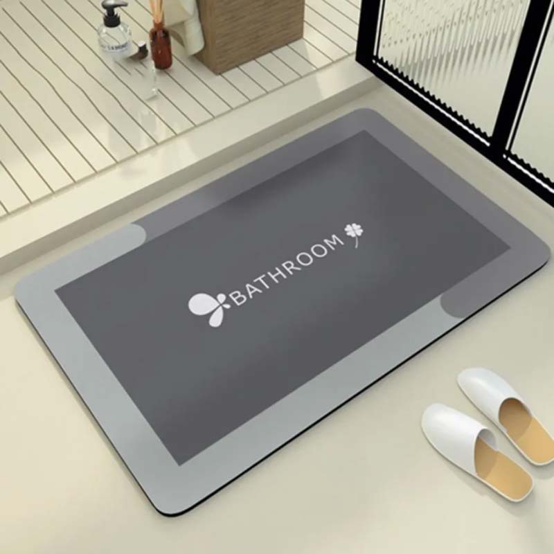 Cross-Border In-Stock European-Style Simple Letter Design Household Easy-Care Bathroom Mat, Wear-Resistant, Dirt-Resistant, Water-Absorbent Diatomaceous Earth Floor Mat