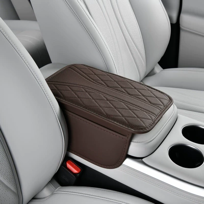 Cross-Border Labelable Armrest Box Armrest box pad - coffee-color