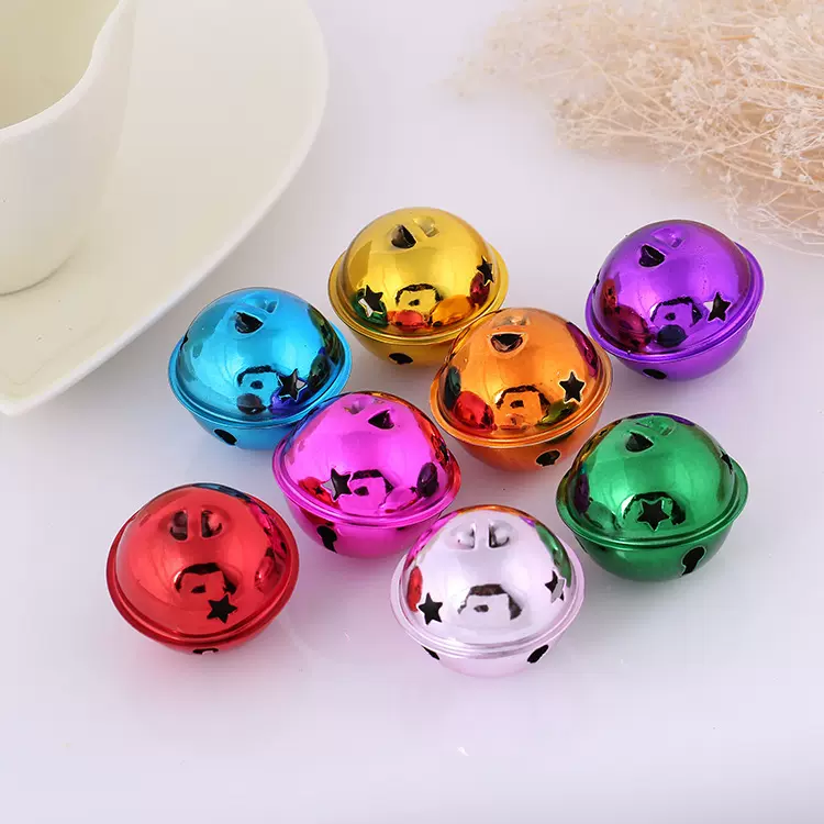 批发彩色金属真空镀五星铃铛DIY钥匙扣圣诞节日装饰宠物项圈星铃