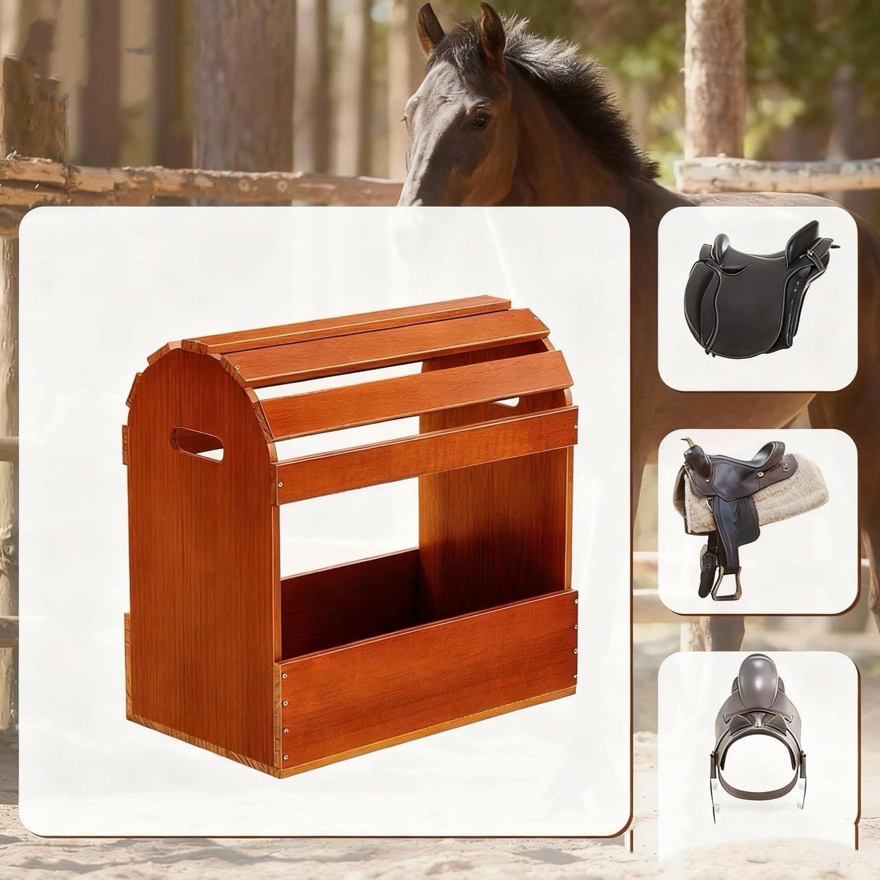 木制马鞍架木制马鞍支架储存架置地式马具配件实木马场整理架