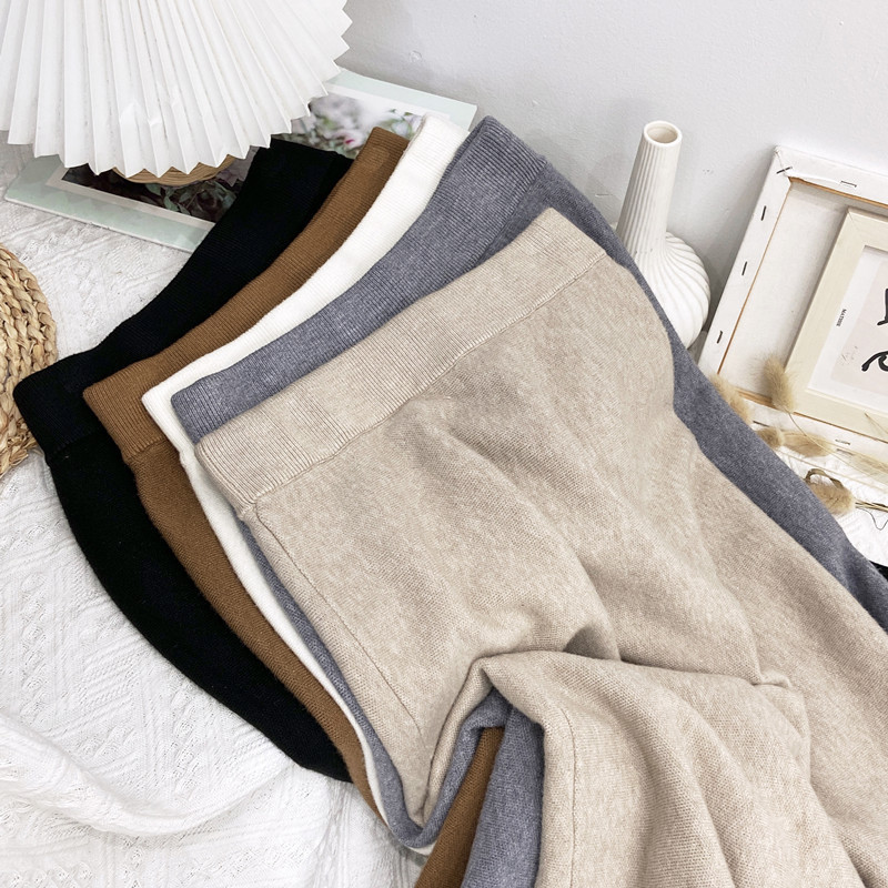 GraceChic Orta Boy Örme Denizkızı Etek Kadınlar İçin 2023 Sonbahar Kış Fransız Retro Çok Yönlü Yüksek Bel Dar Kesim Zarif Yarım Etek_voghion.com