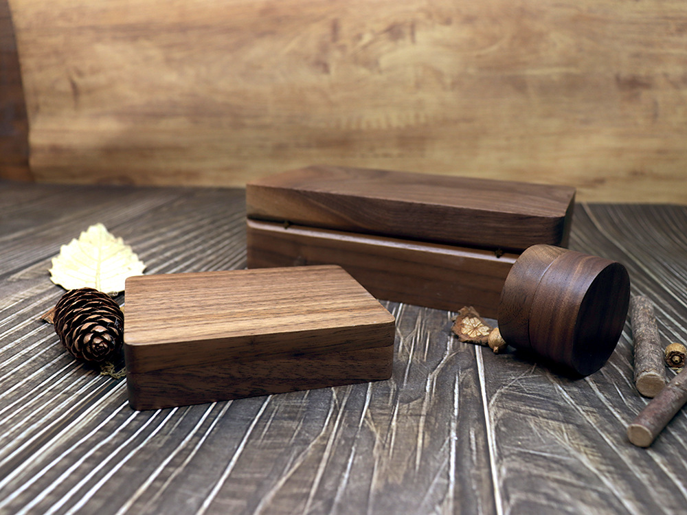 Black Walnut Flip Business Card Case