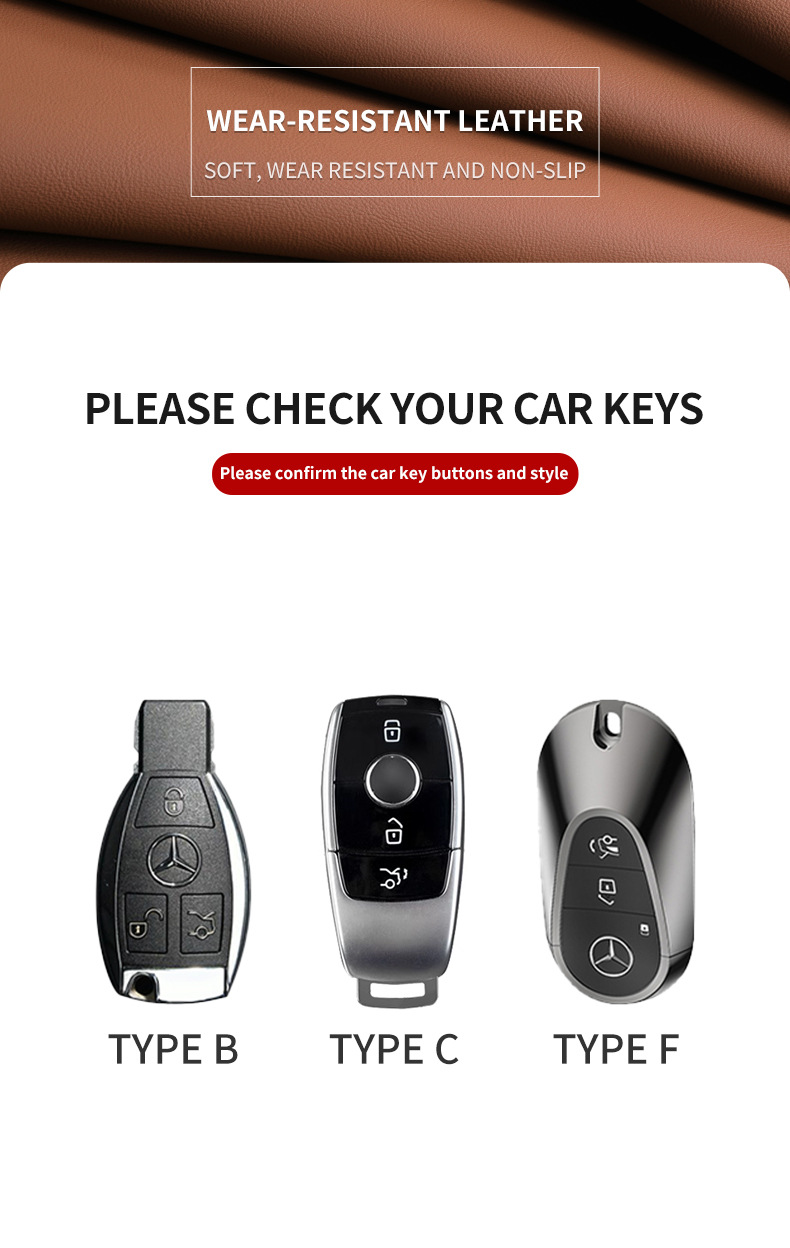 Original Car Color Mercedes-Benz Key Cover New 2024 Glc260L Gle C-Class E300L Car Key Shell Buckle