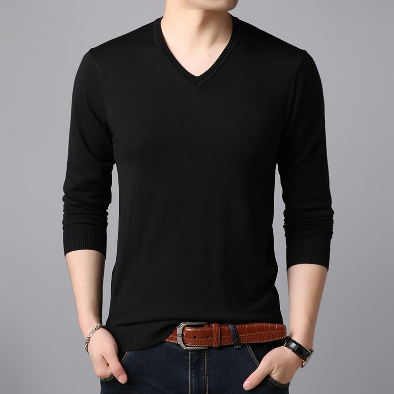 2026 New Model Knit Sweater V-Neck Pullover Sweater Solid Color Fashionable Men's Long Sleeve Pullover 2026 New Model Knit Sweater V-Neck Pullover Sweater Solid Color Fashionable Men's Long Sleeve Pullover