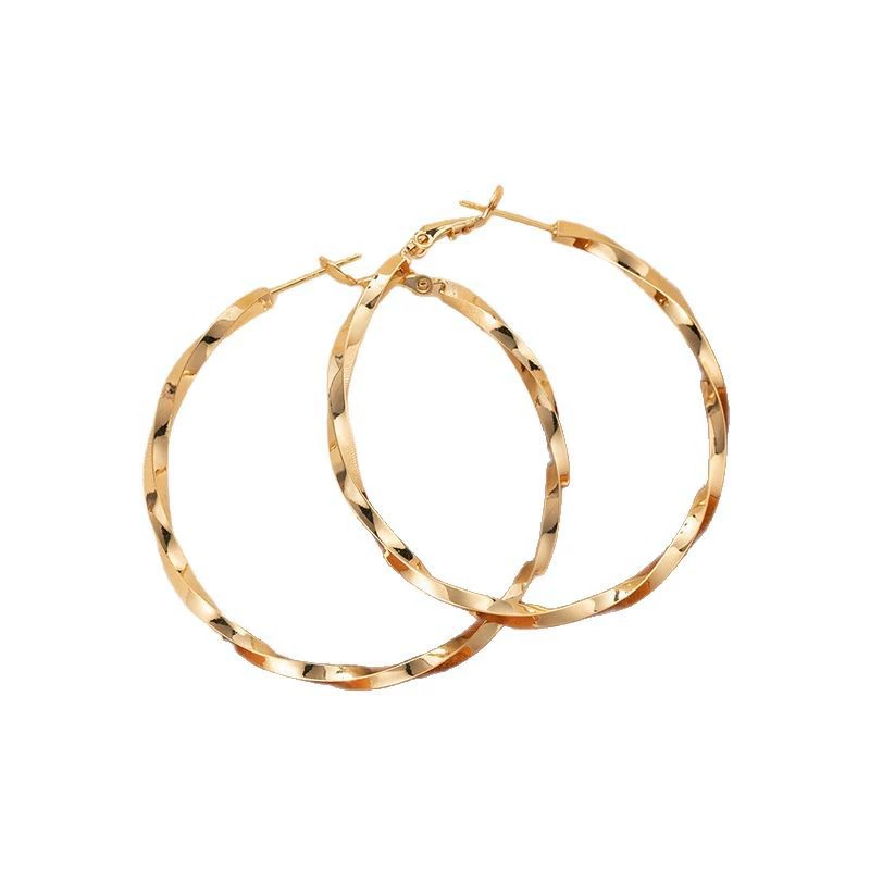 Серьги (YIPIN YIYA) 925 серебряные сережки-крючки с золотым покрытием, закрученный дизайн, легкие 0.01 кг