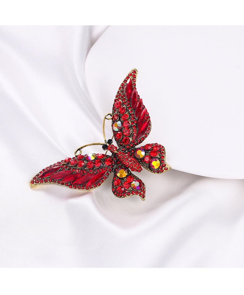 Butterfly Pattern Women'S Gender Inlay Design Retro Pin Butterfly Alloy Inlay Rhinestones Women'S Brooches