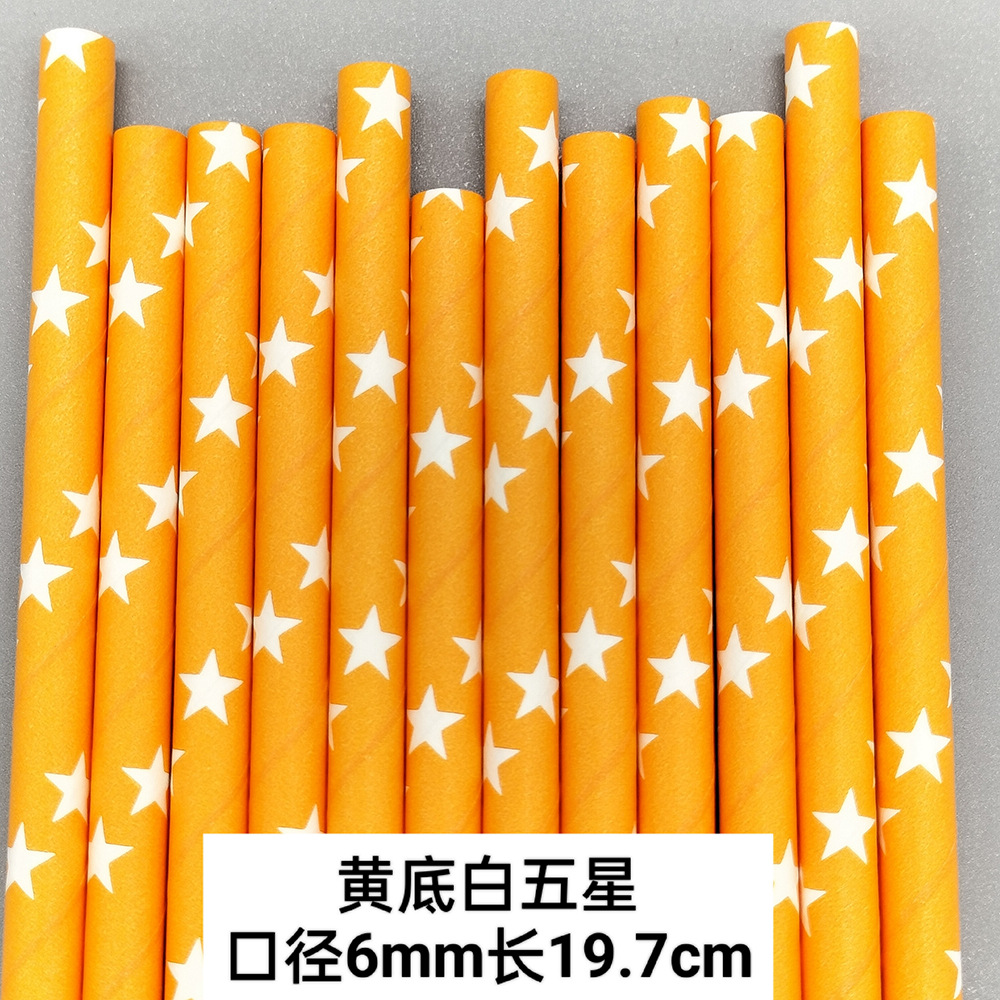 Paja de papel naranja desechable degradable decoración de fiesta paja bebida cóctel hecho a mano tubo recto