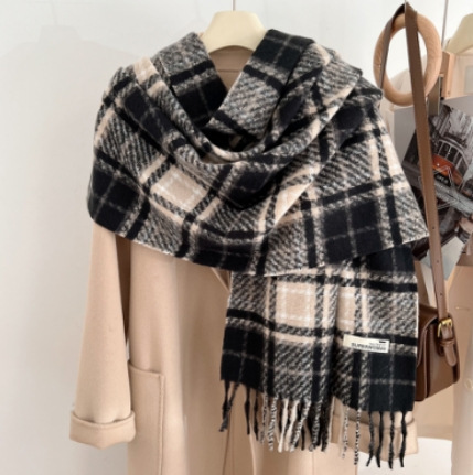 Invierno nuevo bufandas a cuadros de cachemira suave pegajosa flange collar retro grueso calentamiento al por mayor