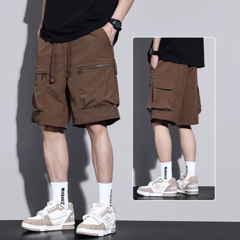 American-Style Cargo Shorts with Multiple Pockets, Vintage Casual Knee-Length Shorts for Men, Loose Versatile Men's Pants for Summer