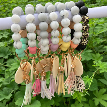 亚马逊食品级硅胶珠子手链创意串珠手串流苏吊坠热升华MDF木片