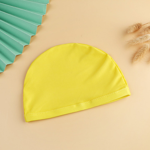 Children's swimming cap for boys and girls, waterproof, non-stretching, long hair, fashionable cloth cap, high-looking ear protection swimming cap, wholesale brim