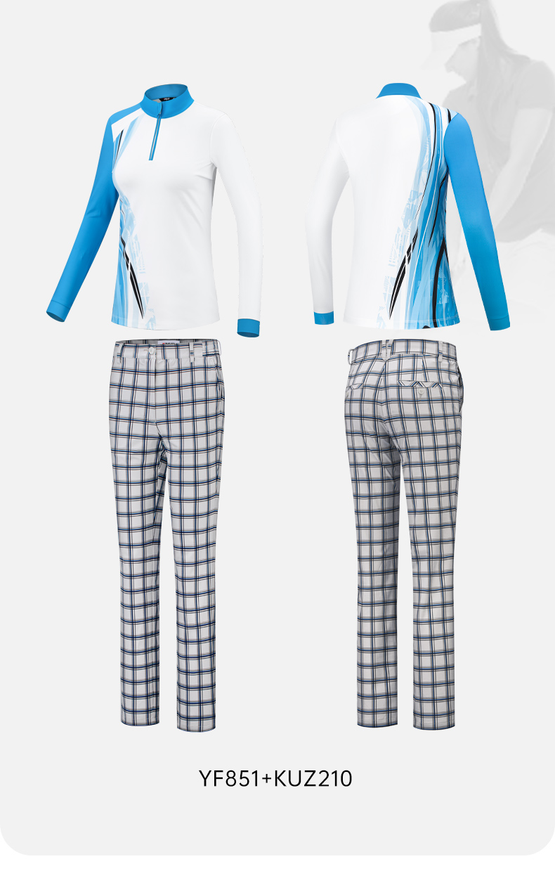 Áo polo dài tay đồng phục golf in logo miễn phí — Bộ đồ caddie nữ [Quần trên màu xanh nhạt] YF848 KUZ210/209, Bộ đồ caddie nữ [quần áo màu xanh nhạt] YF851 KUZ210/209, Bộ đồ cùng mẫu cho nam tùy chỉnh, Bộ đồ caddie nữ [quần áo màu xanh] YF850 KUZ210/209 chi tiết 59
