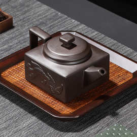 紫陶茶壶四方壶原矿紫砂壶大容量麒麟泡茶壶陶瓷功夫茶具家用单壶