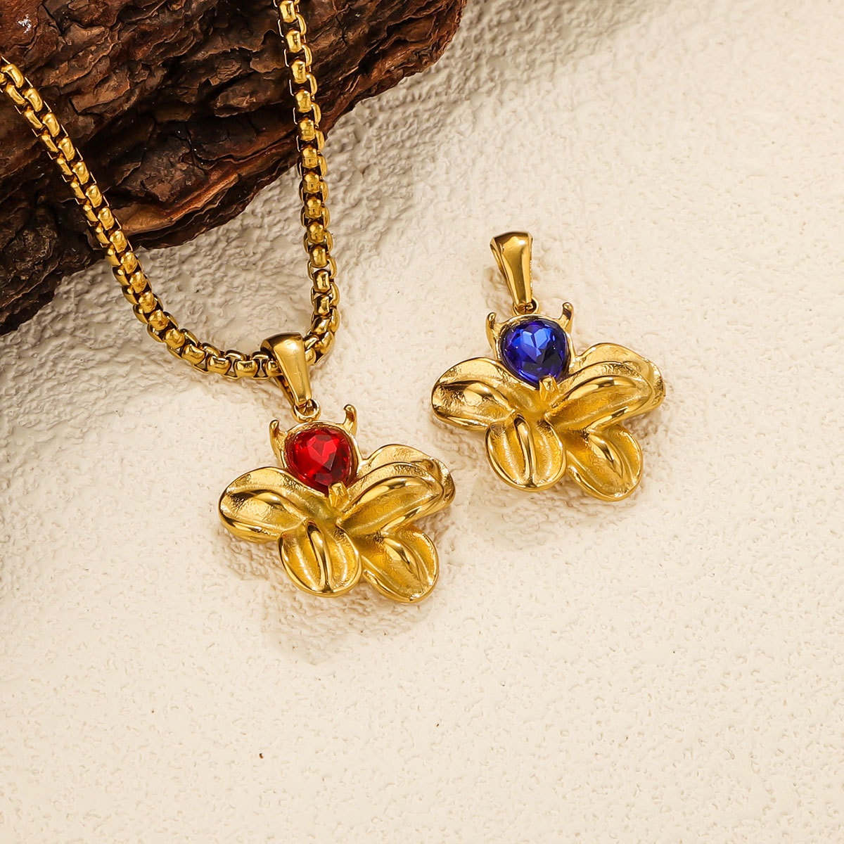 Europa y América retro flores de acero inoxidable DIY collar conjunto de cristal colgante al por mayor