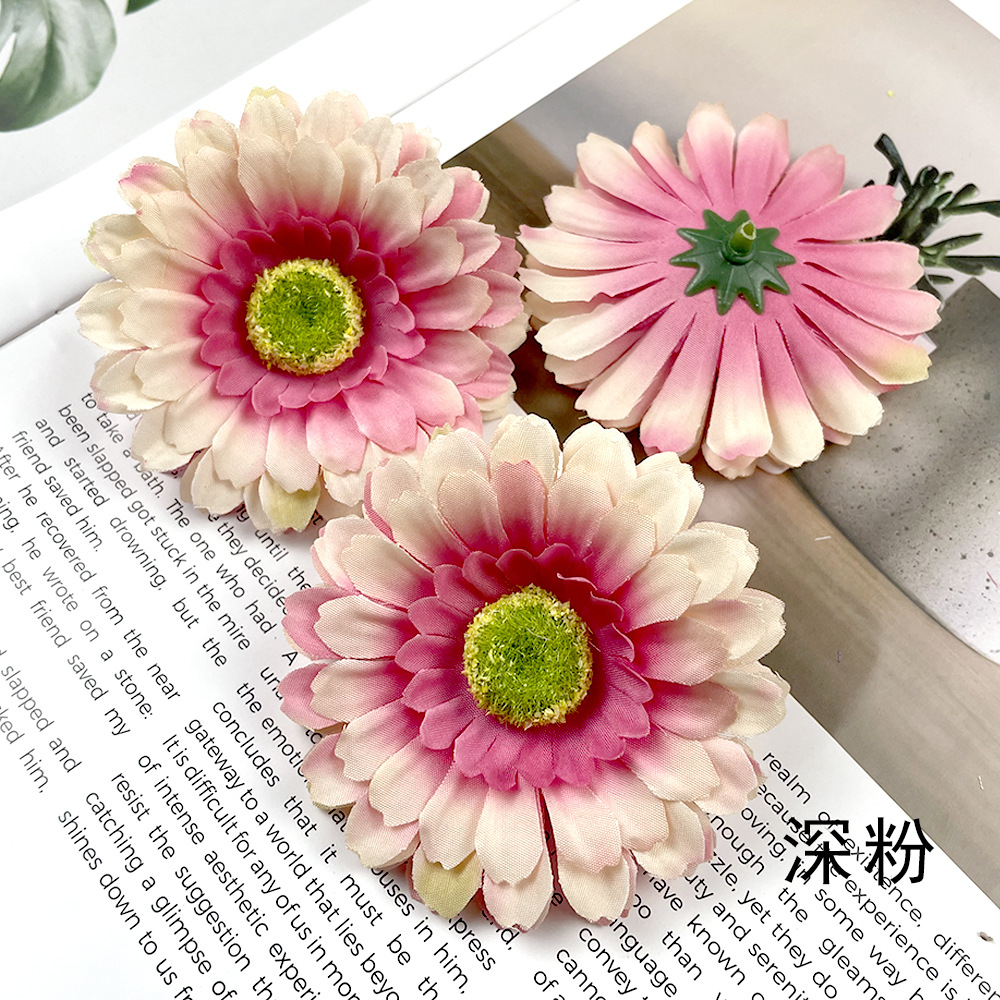 Simulación de la cabeza de gerbera Fulang crisântemo flores falsas DIY tocado material de pinza de flores de fotografía en el hogar adornos florales