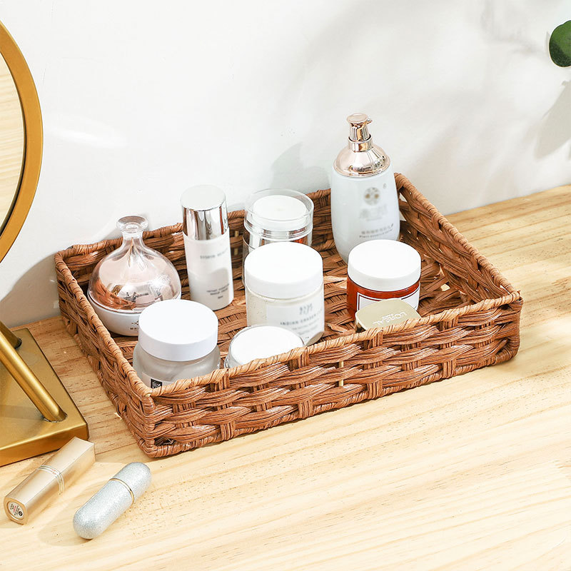 Rattan Fruits Basket Rattan bread Cosmetics Storage basket Storage display Plastic supermarket Vegetables Tray Basket