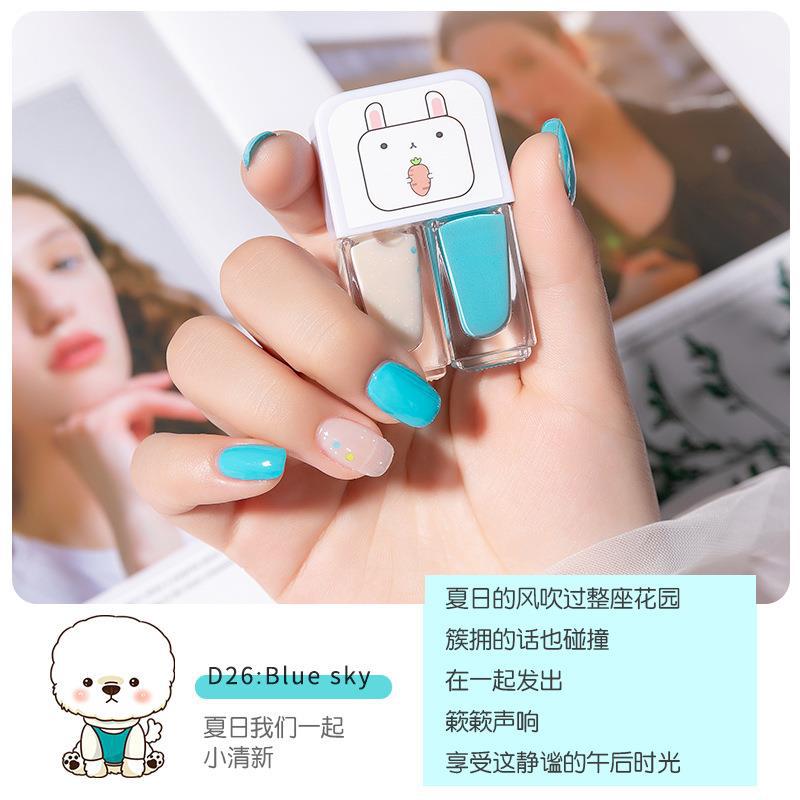 Géminis a base de agua esmalte de uñas hornear-libre de larga duración de secado rápido tearable desnudo transparente inodoro esmalte de uñas al por mayor