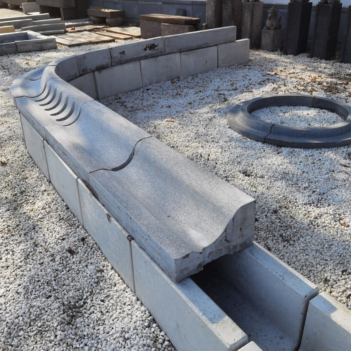 仿芝麻灰S型PC路牙带下水口排水盖板600*300*80/160