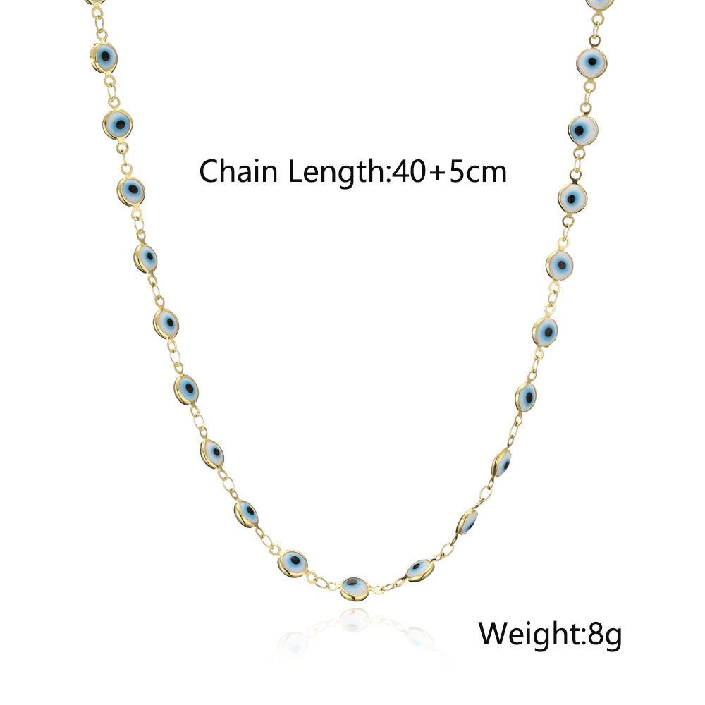 fashion enamel devilu0027s eye splicing chain copper gold-plated necklace